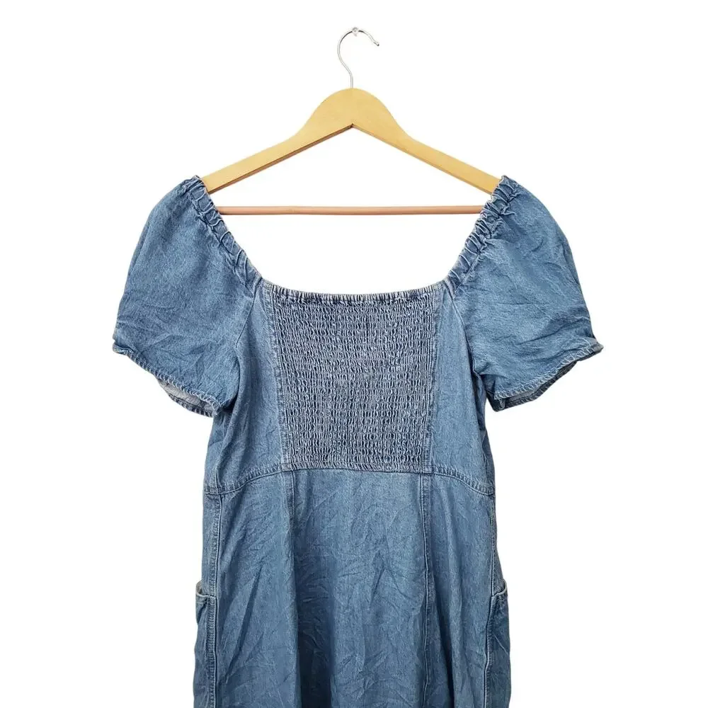 Madewell Denim Puff Sleeve Mini Dress Size 8